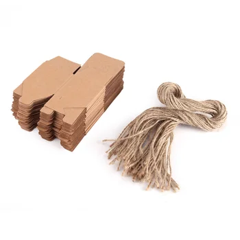 

50PCS 5x5x5cm Brown Natural Kraft Paper Wedding Favor Candy Chocolate Party Candy Hemp Rope Gift Boxes For Home Supplies