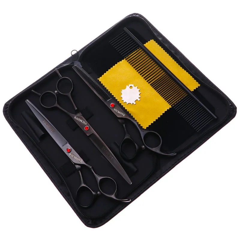 

4Pcs/set Pet Grooming Scissors Kit Curved Professional Pet Grooming Shears for Dogs Cats Animals Black Style