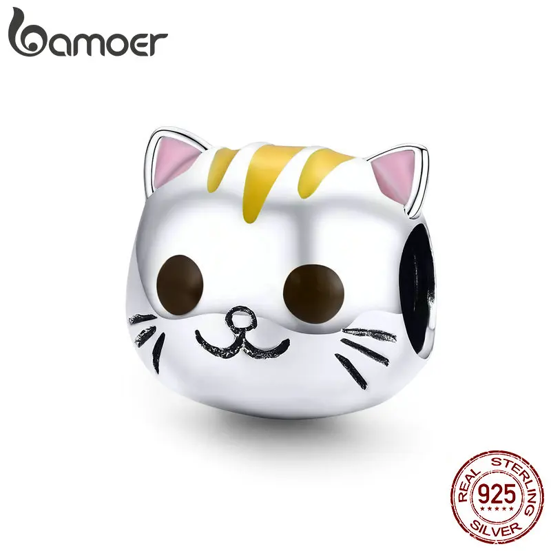 

BAMOER Enamel Beads Silver 925 Baby Kitty Cat Person Charms for 3mm Snake Bracelet Must-have Charms Gift for Girls SCC1142