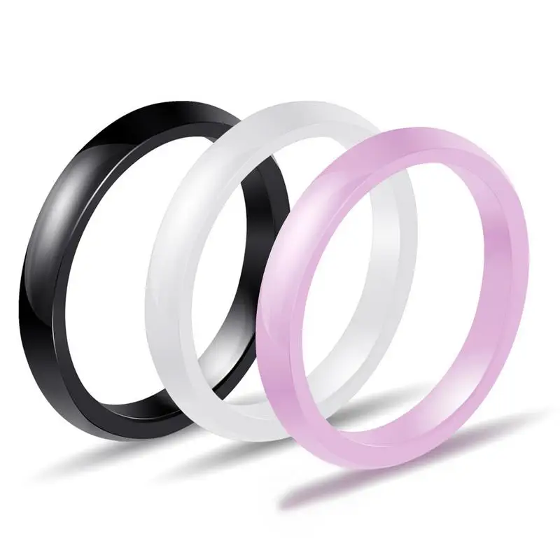 3mm Ceramic Ring Simple Fashion Modern Arc Plate Tricolor Ring Wedding Rings Ornaments For Women Men Couple Jewelry Accessories