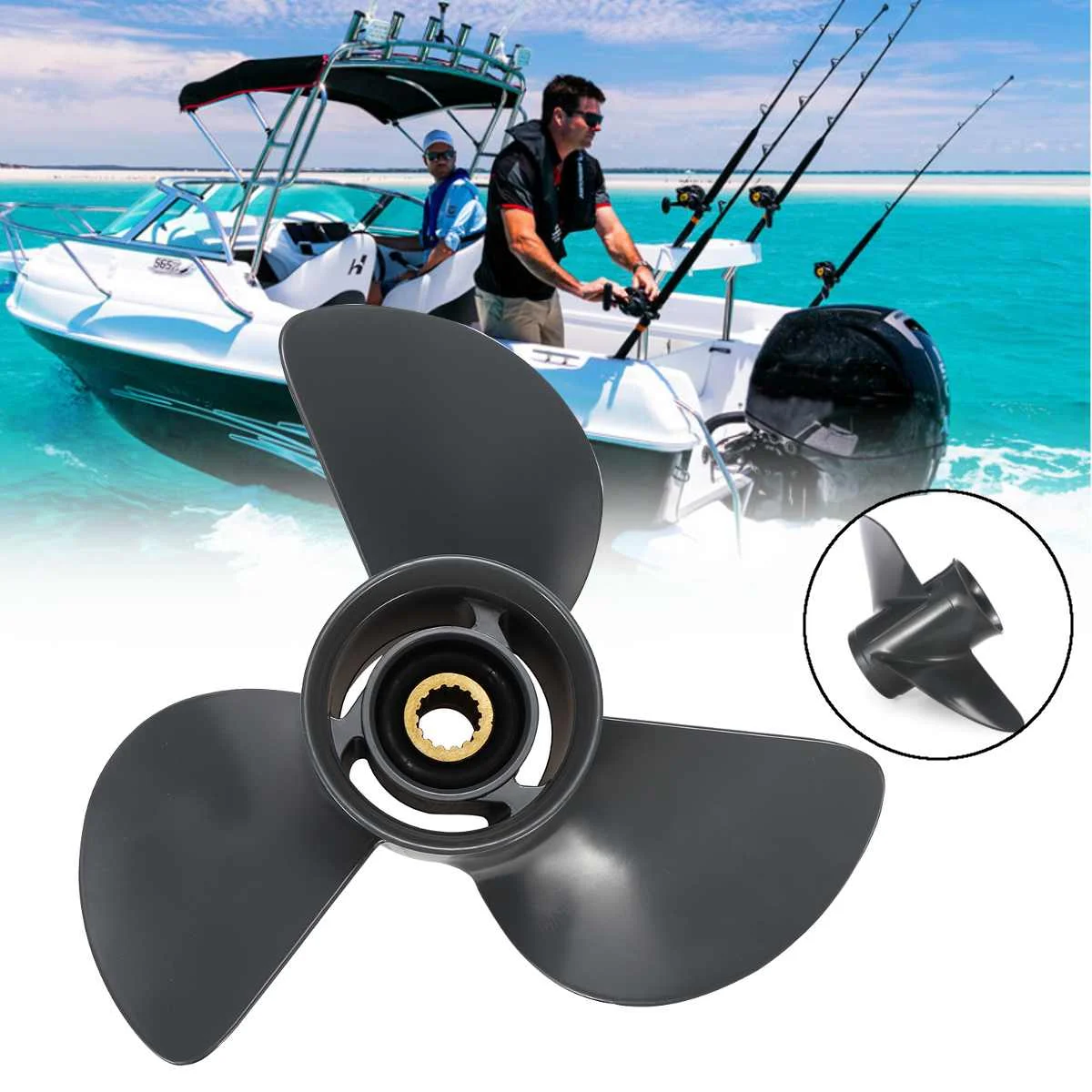 

48-77344A45 13 1/4 x 17 Aluminum Alloy Outboard Propeller For Mercury Mariner 70-150HP R Rotation 3 Blades 15 Spline Tooth