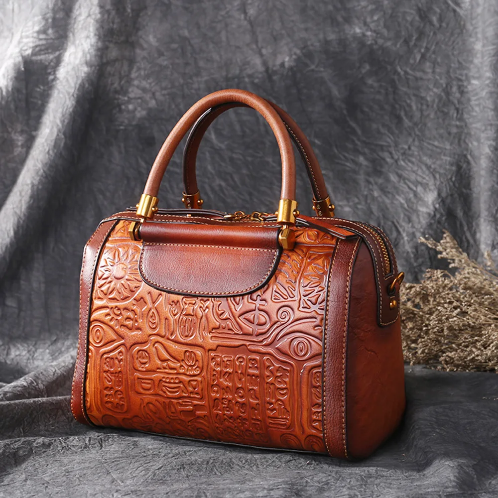 

Real Cowhide Women Top Handle Bag Embossed Tote Messenger Shopping Handbag High Quality Genuine Leather Cross Body Shoulder Bags