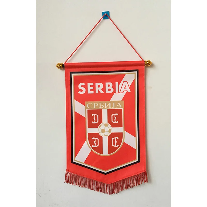 

2018 Football World Cup Serbia National Football 36cm*23cm Size Double Sides Christmas decorations Hanging Flag Banner Gifts