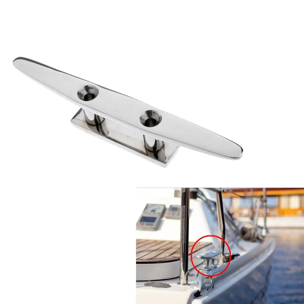

Marine Boat 8' Low Flat Top Deck Cleat Rope Cleat Mooring Dock Sailing Accessories marine grade cast solid 316 stainless steel