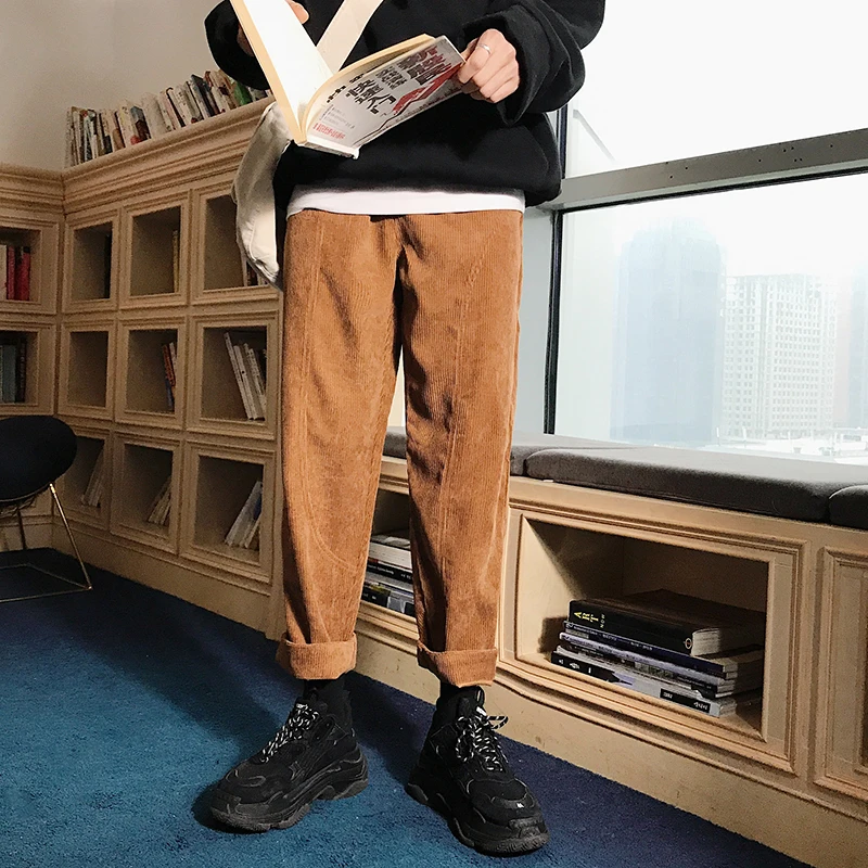 

Autumn New Corduroy Pants Men Fashion Retro Plus Velvet Warm Trousers Man Casual Straight Loose Hip Hop Pants Male Sweatpants