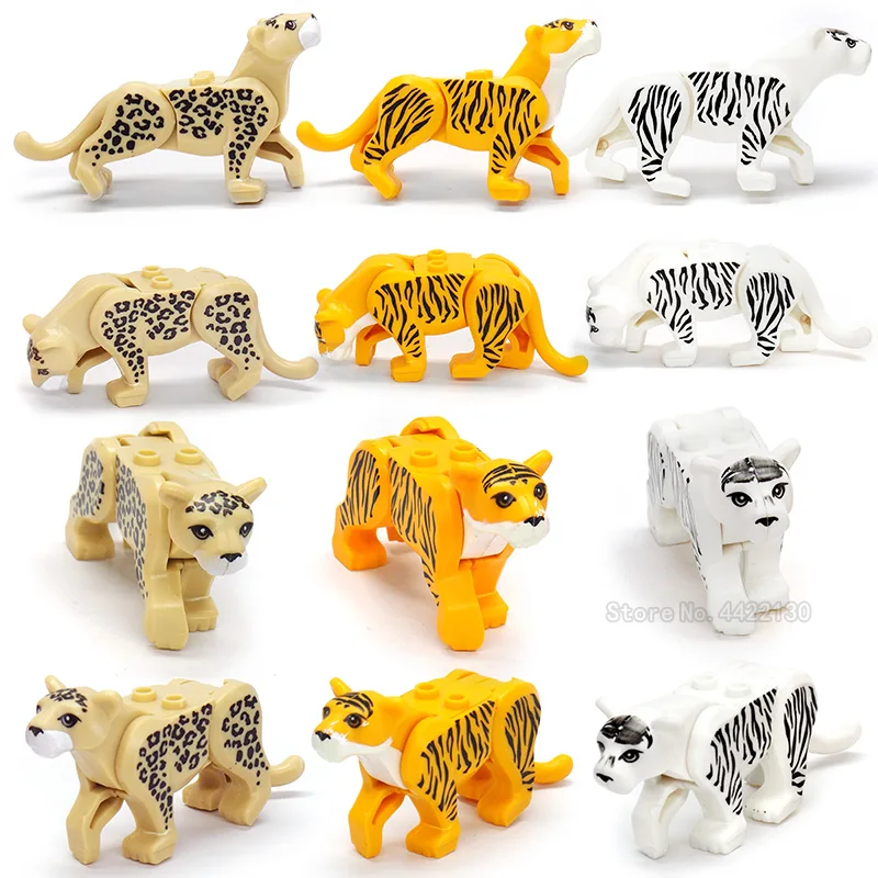 

Leopard 3 Colors Animal Building Blocks Series Match Diy City animal world Figures Model MOC Child Toy Gift With Legoinglys