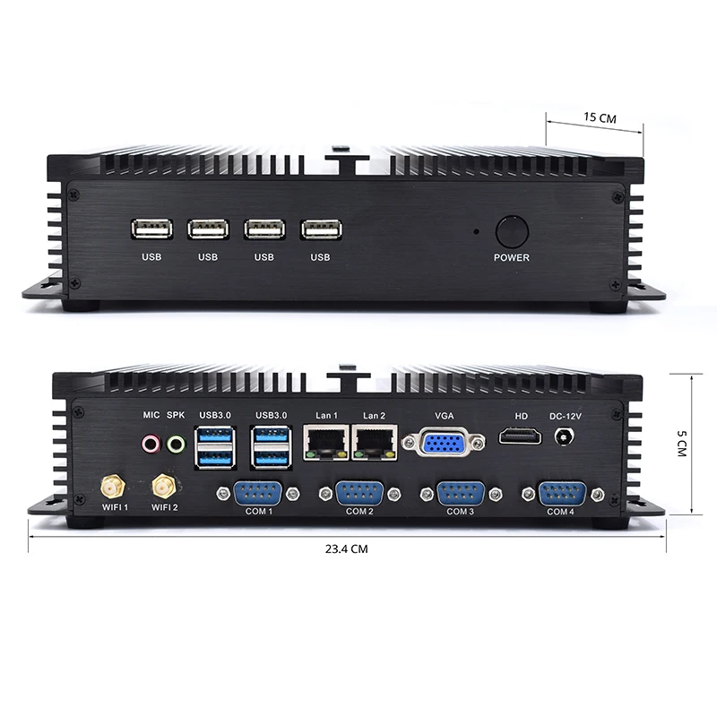 

Intel Core I5 3317U Black 64Bit Fanless Industrial PC Mini Computer with Windows 7/10 Pro/Linux Ubuntu Dual Band WiFi