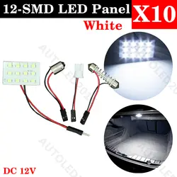 T10 W5W гирлянда BA9S 12 фишек 3528 SMD Светодиодный лампа на крыше с адаптер База Авто Панель купол чтения света автомобиля Подсветка салона