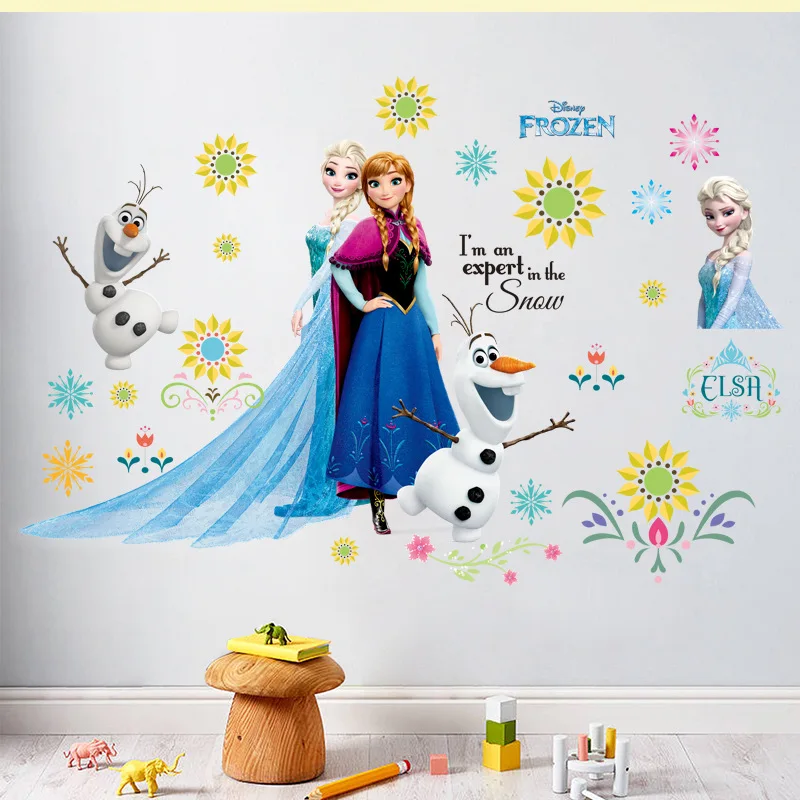 Disney стикер с рисунком из мультфильма игрушки Frozen для детей Эльза и Анна водонепроницаемое украшение для детской спальни pusheen Стикеры