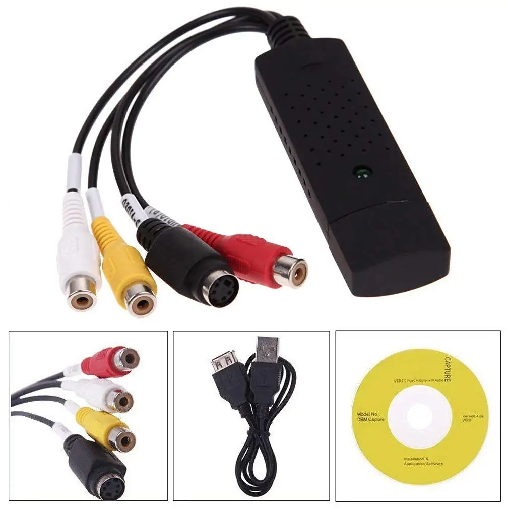 MOOL Видео Аудио VHS видеомагнитофон USB видеокарта для записи в DVD конвертер адаптер