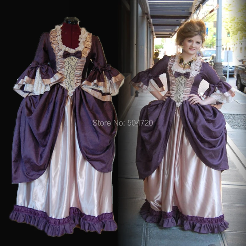 

Tailored! purple Royal 18 Century French Duchess Retro medieval Renaissance Reenactment Theatre Civil war Victorian dress HL-433