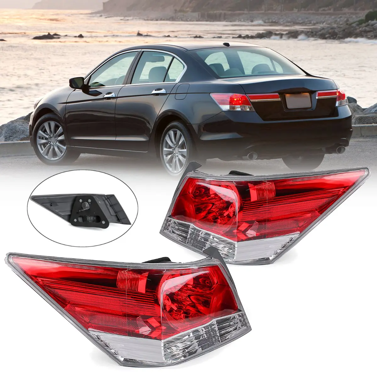 

1 Pcs Left Right Red Car Tail Light Lamp Shell Housing Case No Bulb For Honda for Accord EX 4-Door Sedan 2008 2009 2010 11 2012