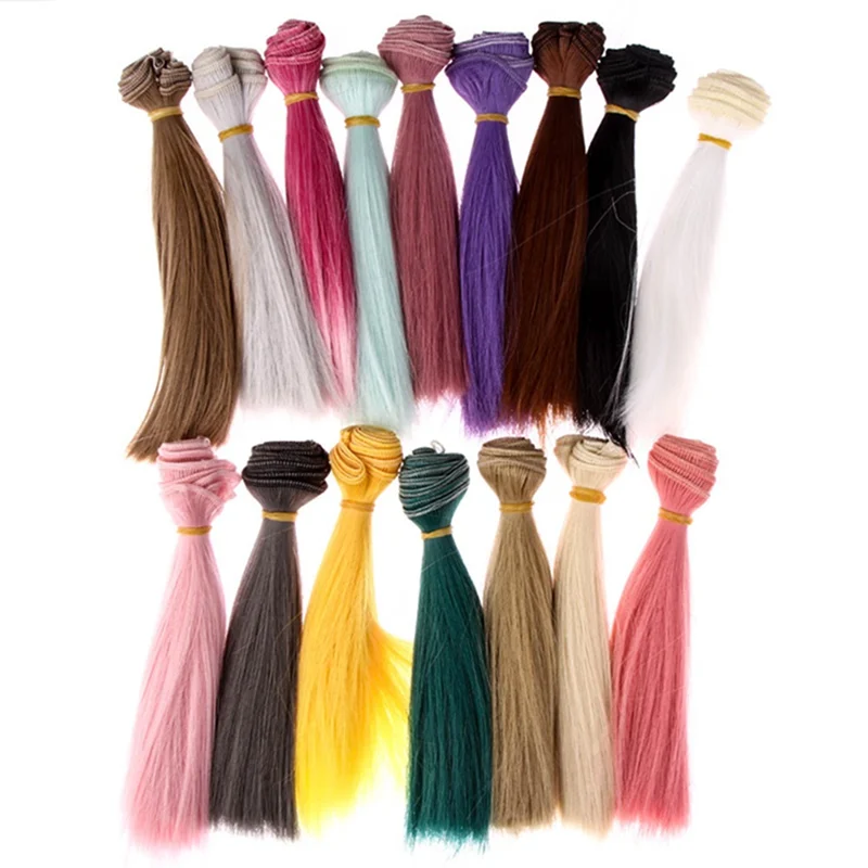 

1Pcs 15cm Doll Straight Synthetic Fiber Wig Hair For Doll Wigs High-temperature Colorful Children Pretend DIY Dolls Accessories