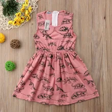 Pudcoco/платье для девочек; От 0 до 5 лет; праздничное платье принцессы для маленьких девочек; платье без рукавов с принтом динозавра