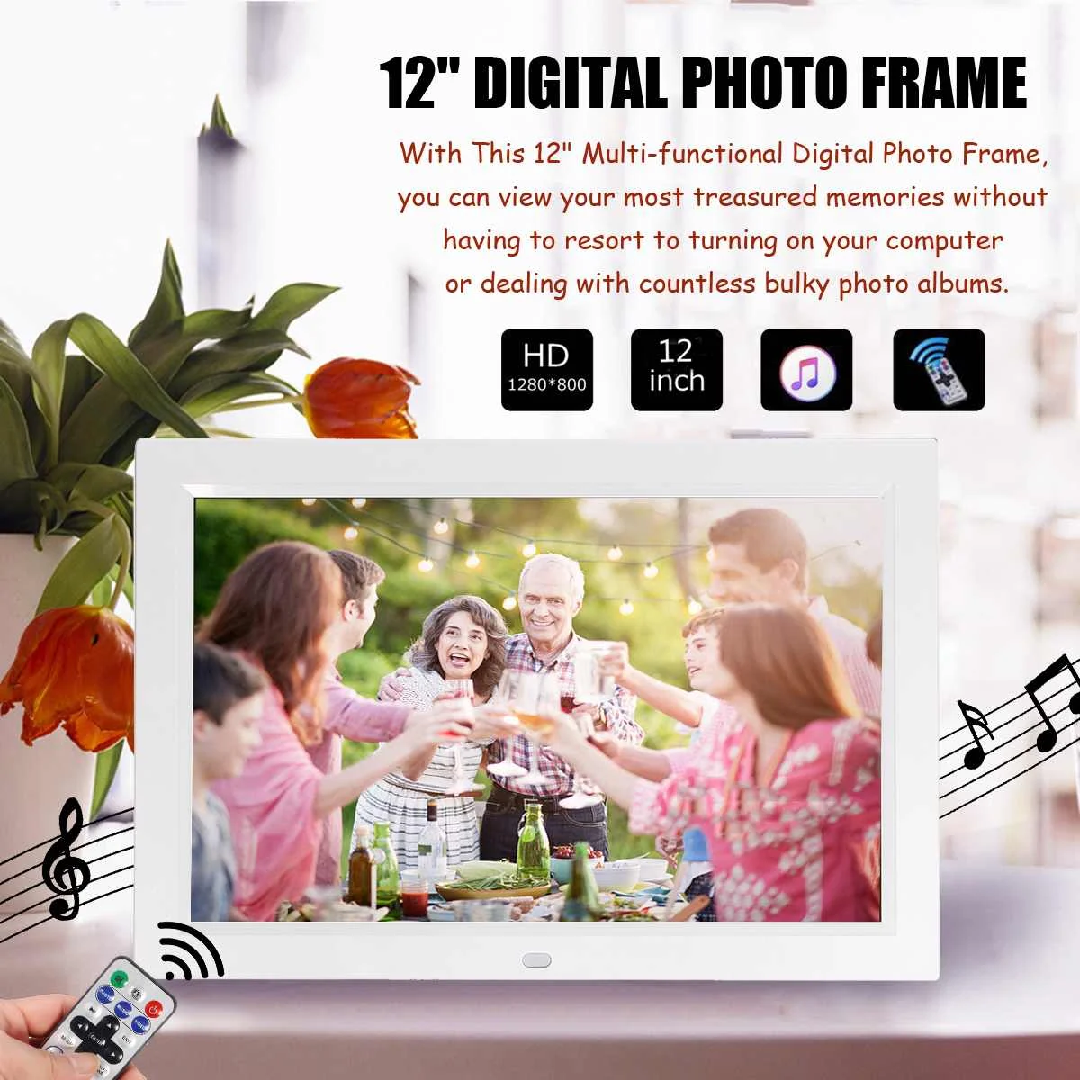 

12" HD 1080P LED Digital Photo Picture Frame Movie Player Remote Control Digital Photo Frame Electronic Album Picture