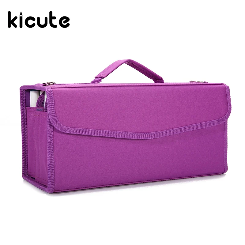 

Kicute 1pcs Large Capacity Green/Purple/Black Pencils Painting Bag Marker Pen Bags for 120pcs Pencil Pens Office School Supplies