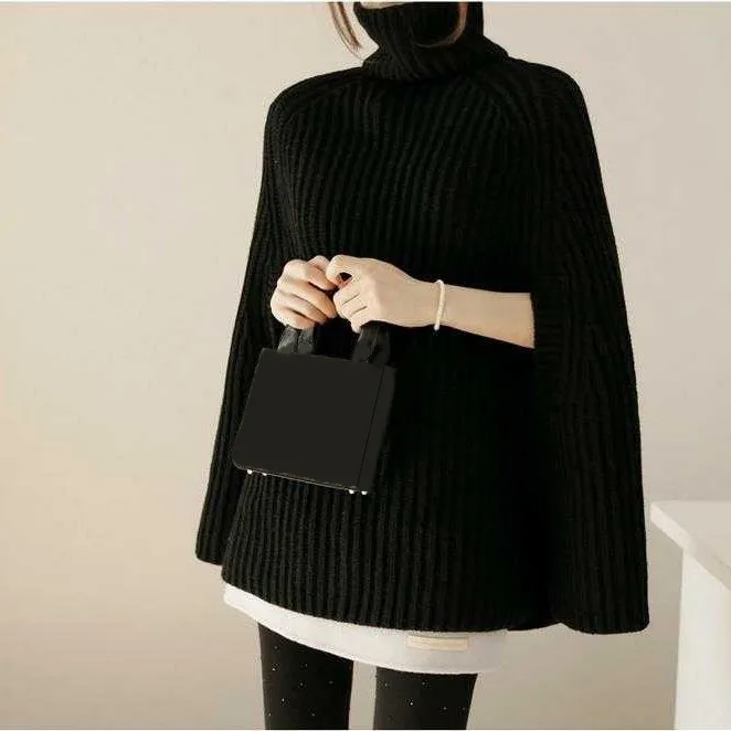 

Winter Women Turtleneck Loose Sweater Office Sweater Women Pullover Knitted Sweater Solid Elegant Sweater Pull Femme