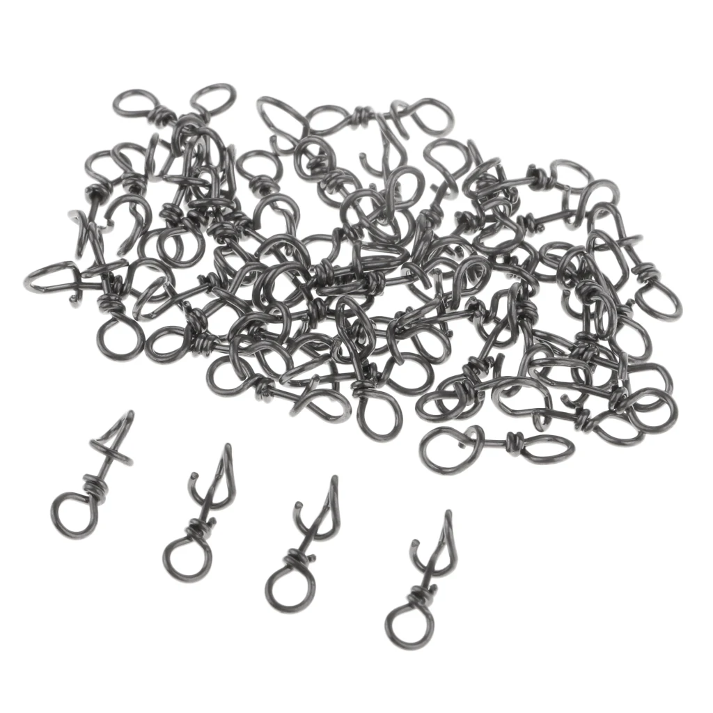 

50Pcs Anti-Rust High Strength Stainless Steel Quick Lock Fishing Snaps Clips Swivels Fishing Snap Swivel Connector Accessories