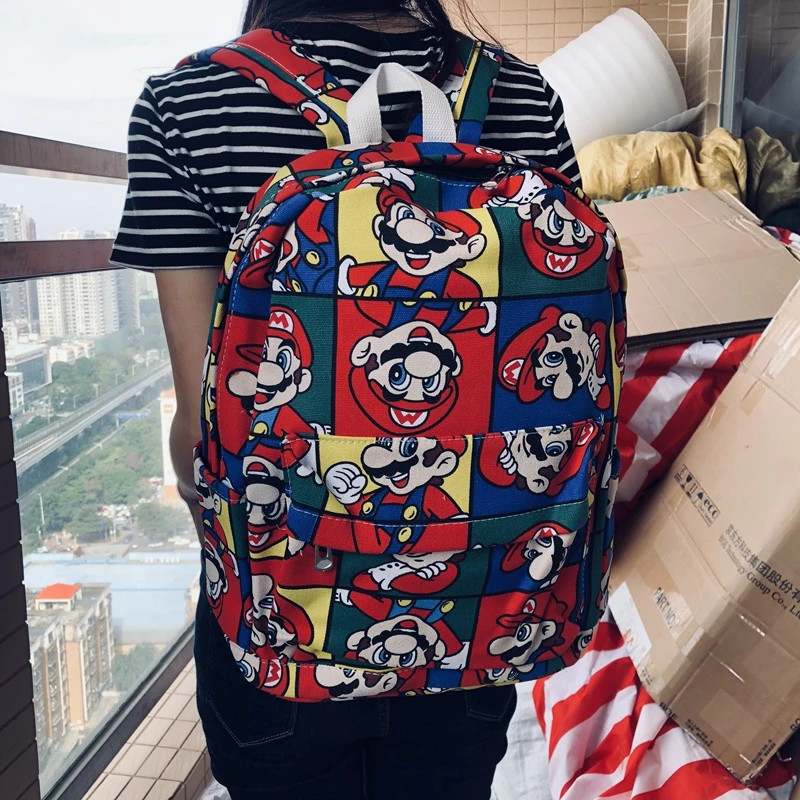 Goedkoop IVYYE Super Mario Bros Fashion Canvas Rugzakken Rugzakken Cartoon School Rugzak Casual student Tassen reizen Knapzak Unisex Nieuwe