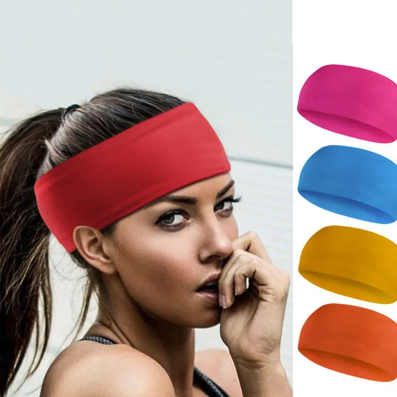 9 см Широкий Sweatband дышащие спортивные повязки для волос чистый цвет головная повязка высокой эластичности, для бега фитнес тренажерный зал Йога повязка для волос для мужчин и женщин