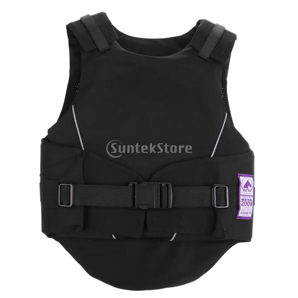 

Outdoor Flexible Body Protective Gear Kids Equestrian Horse Riding Vest Black L - Adjustable Waist