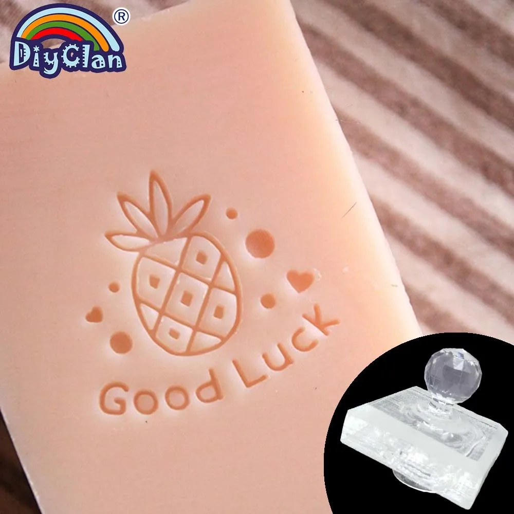 

Pineapple Handmade Resin Soap Making Stamp Mold Good Luck Transparent Diy Natural Resin Soap Making Seal Acrylic Chapter Custom