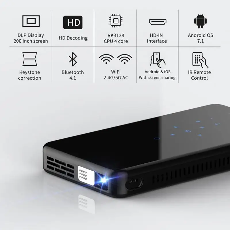 Мини проектор Bluetooth 4 2 HD 1080P Портативный 4G Wi Fi пульт дистанционного управления для