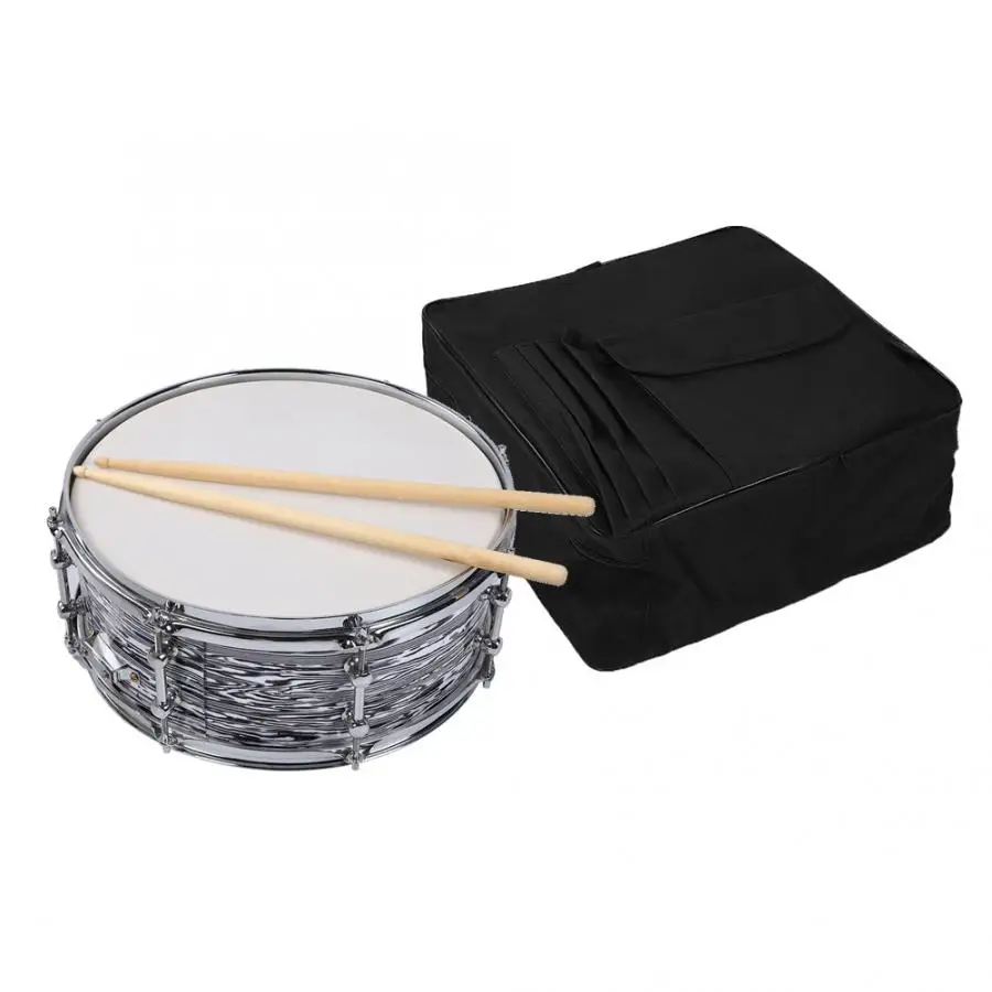 

14in Stainless Steel Snare Drum Beginner Kit with Bag Drumstick Strap Tool