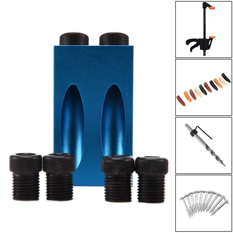 

Carpentry Pocket Jig Kit 6 8 10MM Angle Drill Bit Locator Woodworking Locator Puncher Set DIY Woodworking Tools