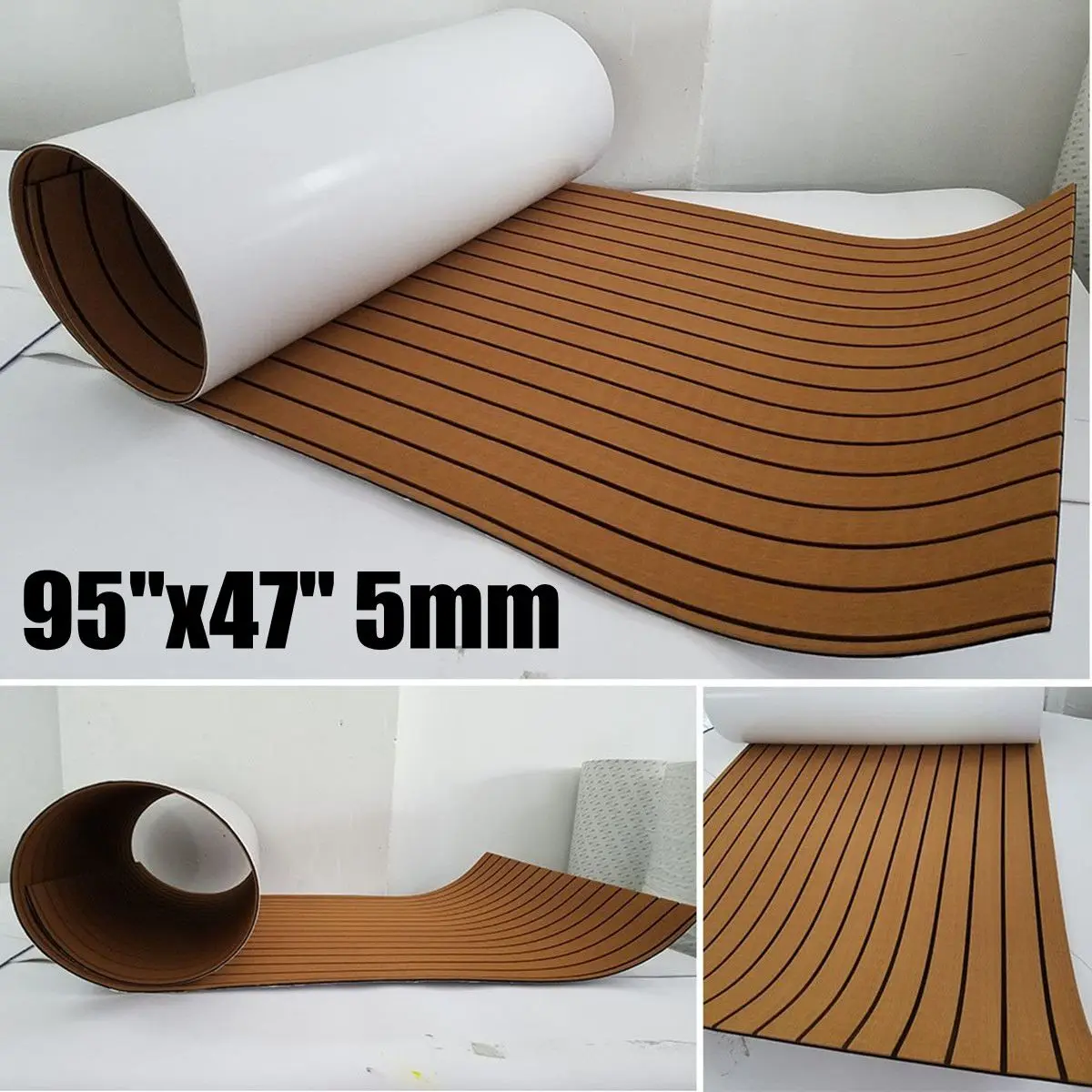 

1200mmx2400mmx5mm Self-Adhesive Foam Teak Decking EVA Foam Marine Flooring Faux Boat Decking Sheet Marine Brown Black