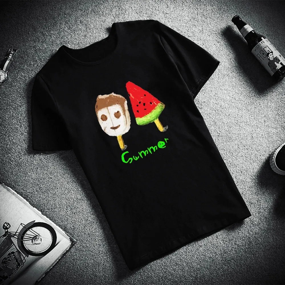 

Fashion Unisex Short Sleeve T Shirt Watermelon Ice Cream Harajuku Aesthetics Printed 100% Cotton Top Tees O Neck T-Shirt