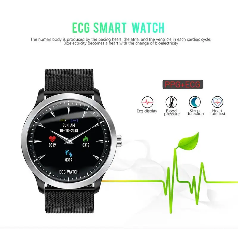 New N58 IP67 ECG PPG Smart Watch With Electrocardiograph ecg Display ECG HRV Report Heart Rate Blood Pressure Monitor Smartwatch