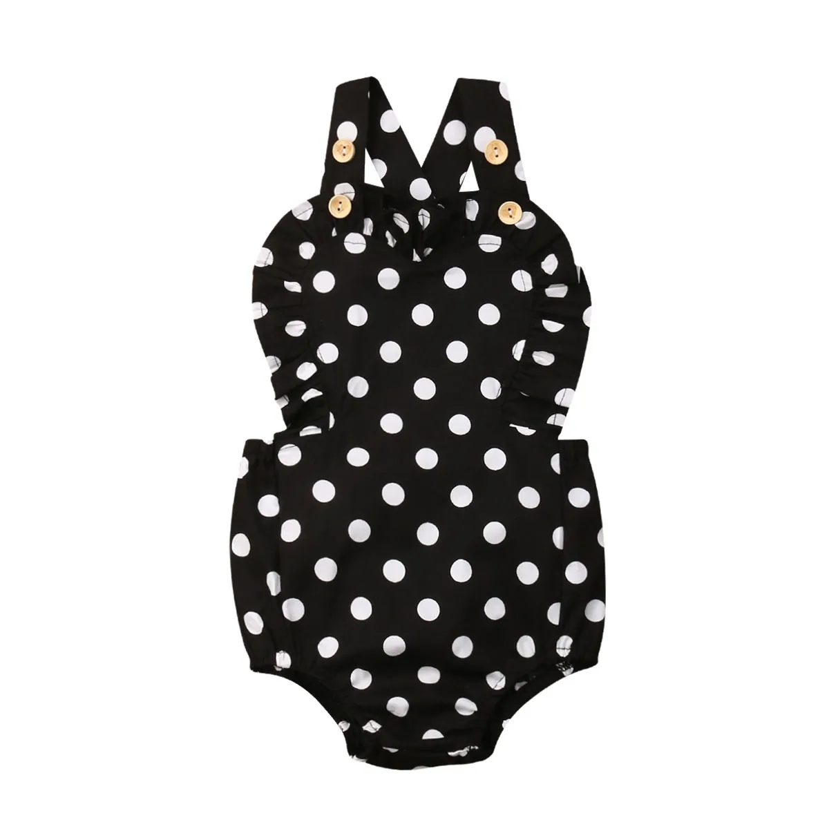 

3M-3Y Cute Newborn Baby Girl Sleeveless Back Cross Polka Dot Summer Romper Jumpsuit Outfits Sunsuit Clothes