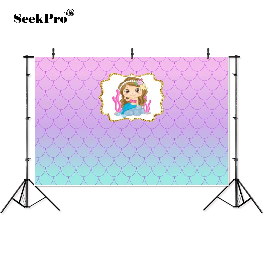 thin vinyl mermaid picture frame glitter shell baby children photo Backgrounds Professional indoor Photographic studio Backdrops |