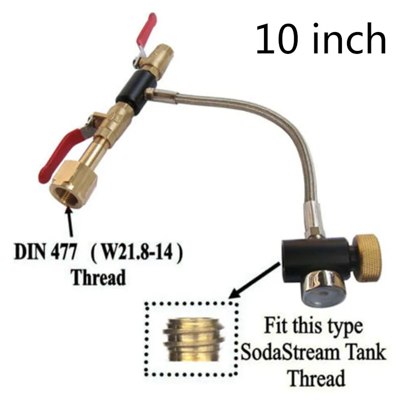 

DIN 477/ W21.8 CO2 Fill Station With Gauge&10 Hose For Filling SodaStream Tank Carbon Fiber Cylinder Air Inflation Refill Adapte