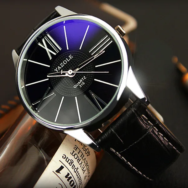 

Fashion Business Men Ultrathin Big Dial Design Quartz Leather Watch Casual Male Sport Analog Watches