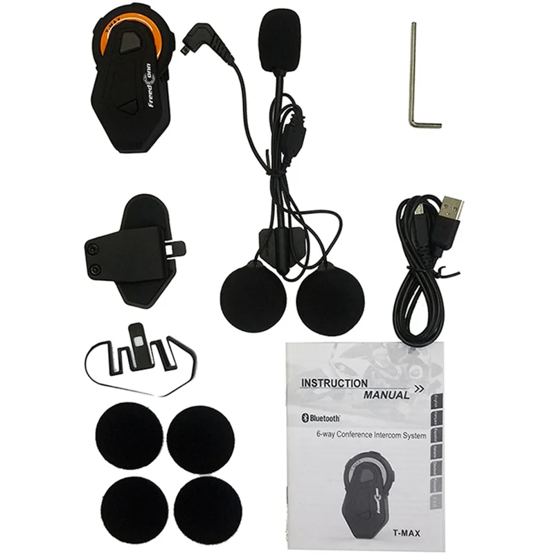 FREEDCONN T Max 1000 м 6 всадников группа мотоциклетный шлем домофон гарнитура Bluetooth BT
