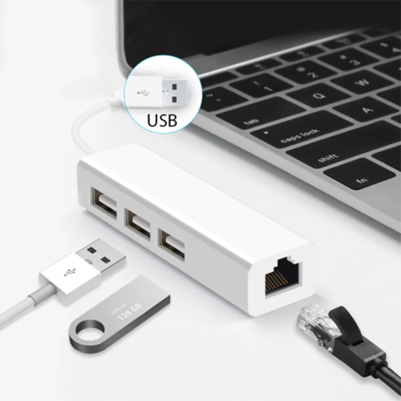 

3 Ports HUB USB 3.0 Gigabit Ethernet Lan RJ45 Network Adapter to 1000Mbps PC for MacBook Air Laptop PC with TF SD Card Reader