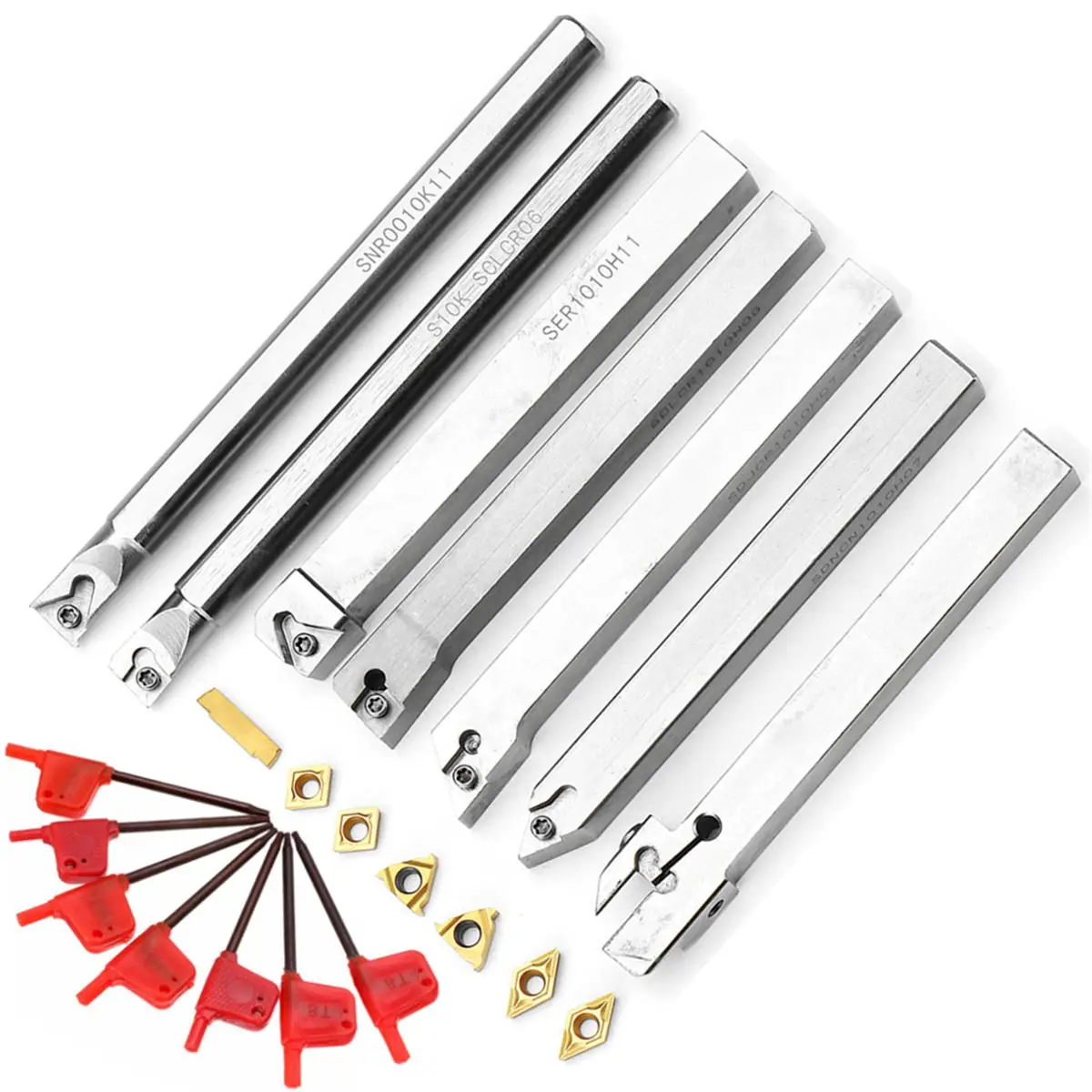 

Upgrade 21pcs 10mm Turning Tool Holder Lathe Boring Bar+Carbide Insert+Wrench Set