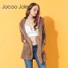 Jocoo Jolee элегантное женское пальто из искусственного меха осень зима теплая мягкая меховая куртка на молнии Женская плюшевая Верхняя одежда Повседневная Верхняя одежда