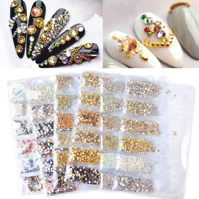 

Nail Art Decorations 6 Pack Flat Bottom Rhinestone Heaven Light AB Rhinestones Decorative Shiny Drill Jewelry Crystals Glitter