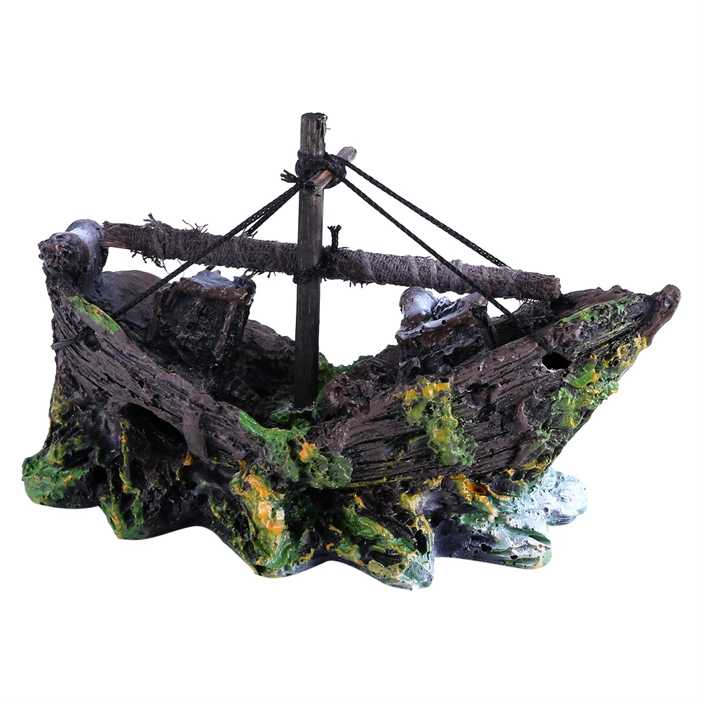 Akuarium Kapal Bajak Laut Dekorasi Ikan Ornamen Resin Kapal Karam