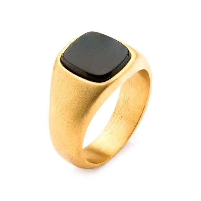 Inox Fr19972g-9 Gold-colored Ip с гематитовой печаткой полированное кольцо-Размер 9 | Украшения