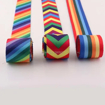 

5yards Rainbow color 38mm width polyester/cotton Canvas Webbing Strap for Bag Belt Garment Sewing Accessories