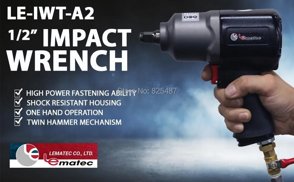 LEMATEC Industry 1/2 Inch Air Impact Air Car Repairing Metal Impact Wrench Cars Wrenches Taiwan Made Pneumatic Tools
