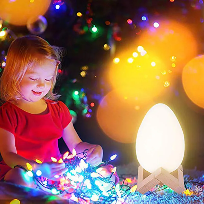 LED 3 Colors Night Lamp 3D Printing Dinosaur Egg Shape Light With Remote Control For Kids Room Supplies Gift Toilet | Освещение