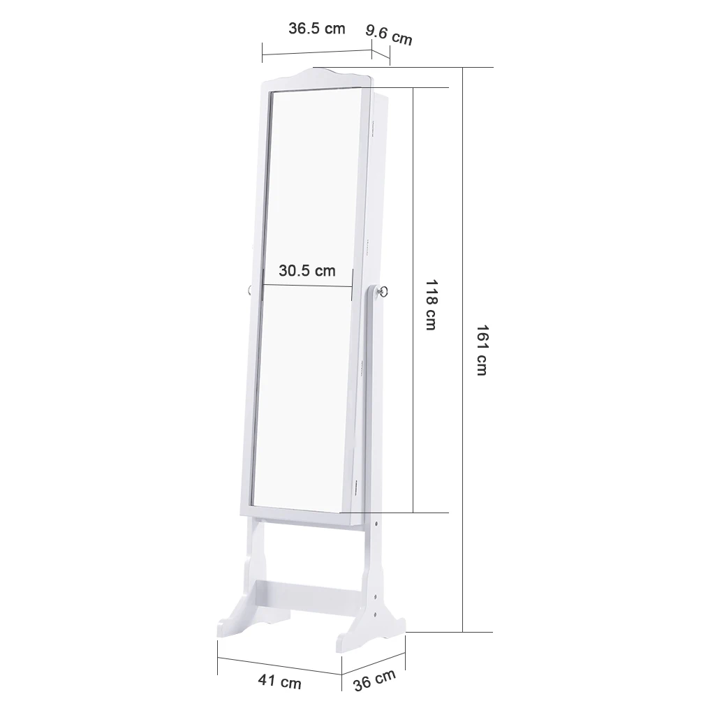 Langria Jewelry Cabinet Free Standing Lockable Full Length