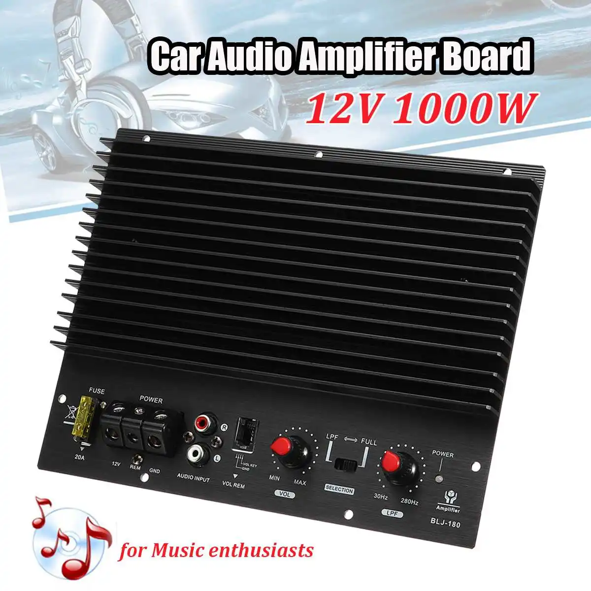 12 V 1000 W Car Audio Мощность разъем Усилитель-сабвуфер Мощность ful бас Автомобильная усилительная плата DIY Amp совета для авто-плеер