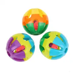 Пластик кошка шарики с колокольчиками Pet звук погремушка играя пережевывать цвет ful играя мяч игрушки с товары для кошек цвет случайный