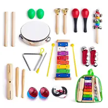 Музыкальные инструменты для детей ясельного возраста, с сумкой для переноски, 12 в 1 музыкальные Ударные Набор игрушек для детей с Ксилофоны, Ритм Группа
